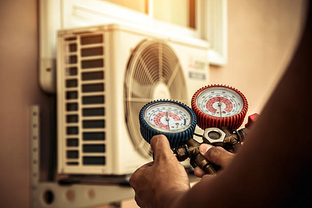 Professional Air Conditioning Service technician working in Richland Springs, TX